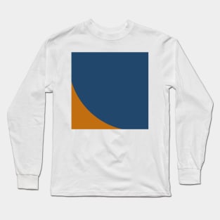 Blue Curve on Orange Long Sleeve T-Shirt